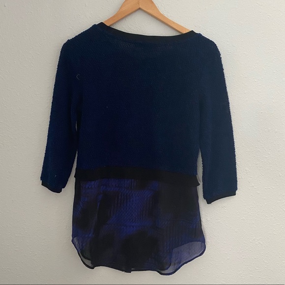 Elie Tahari x DesignNation Boucle/Chiffon Sweater - Picture 7 of 7